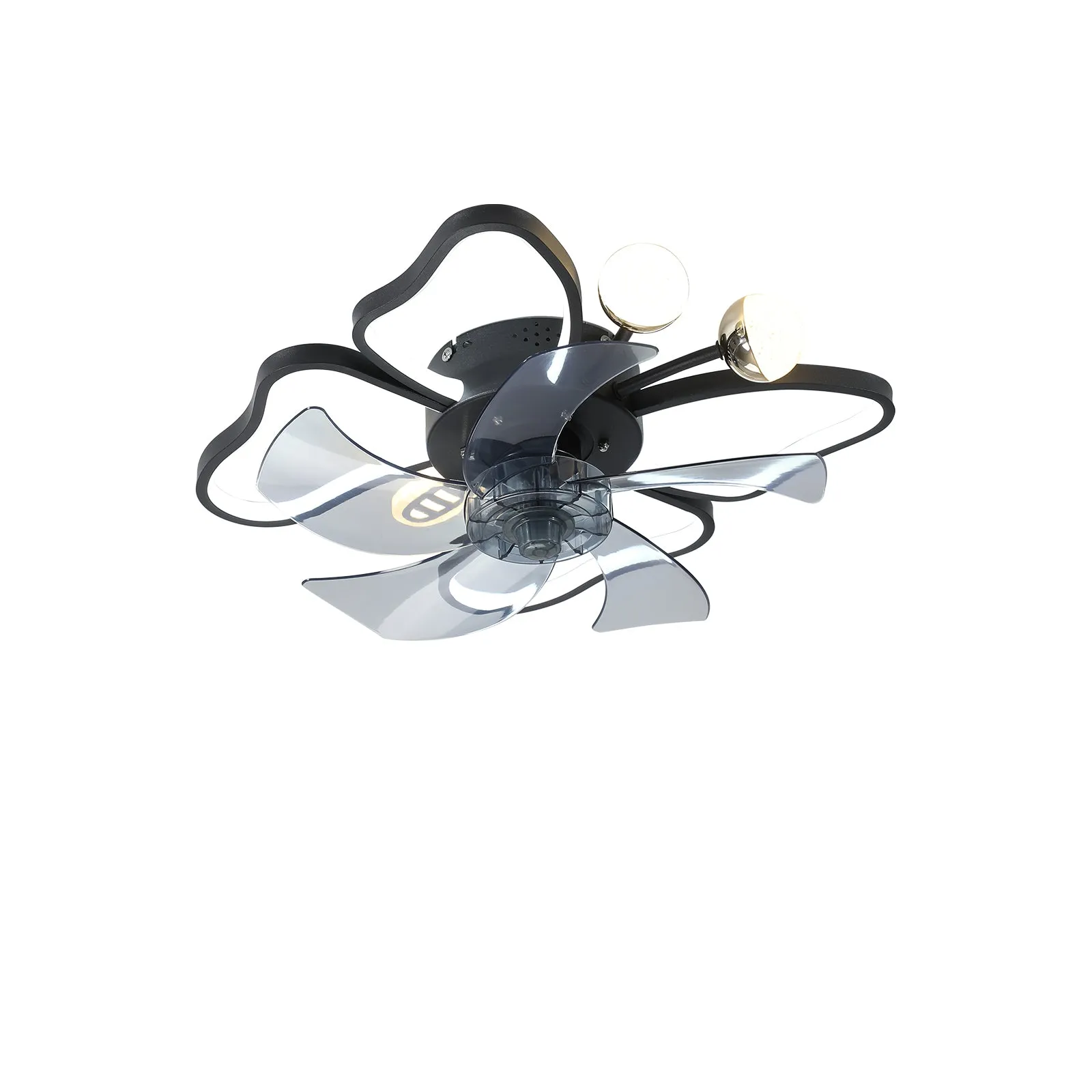 19.7" Modern Butterfly Ceiling Fan w/ Lights & Remote Control - Black, Bedroom & Living Room Fan, Timer, Silent Operation