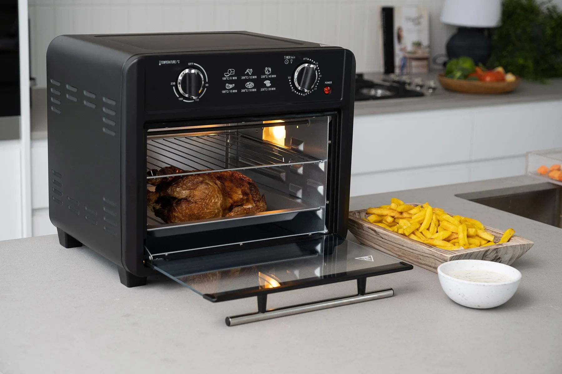 23L Air Fryer Oven (Black)   3 Accessories to Bake & Cook