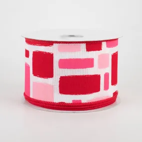 2.5" Bold Brush Strokes Ribbon: White, Red, Hot Pink, Light Pink (10 Yards)