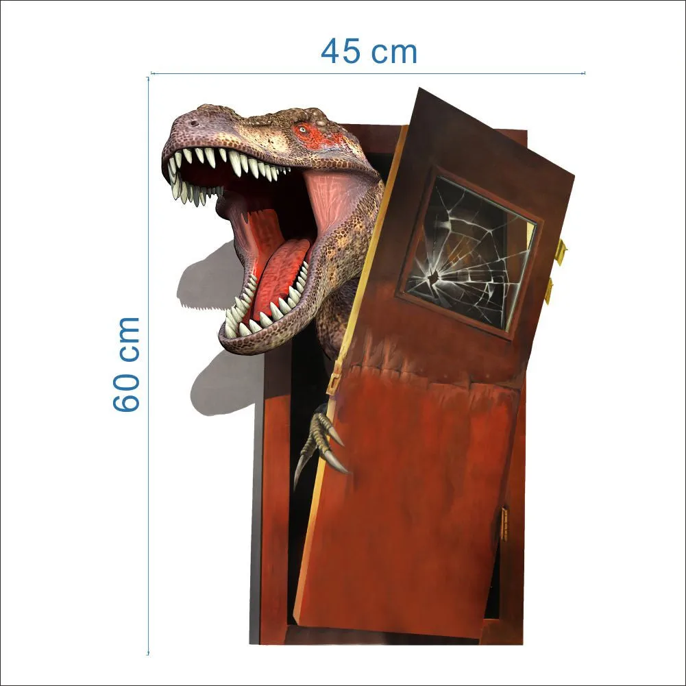 3D Dinosaur Through Door Wall Decal