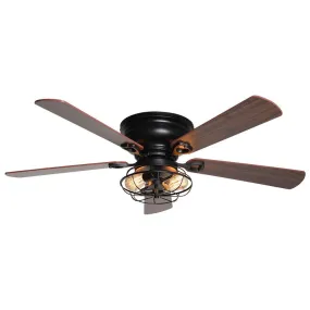 48" Ummuhan Industrial Flush Mount Ceiling Fan with Lighting