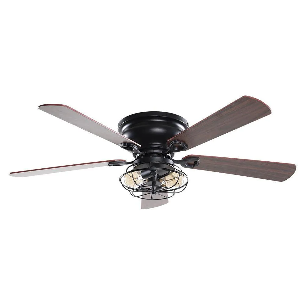 48" Ummuhan Industrial Flush Mount Ceiling Fan with Lighting