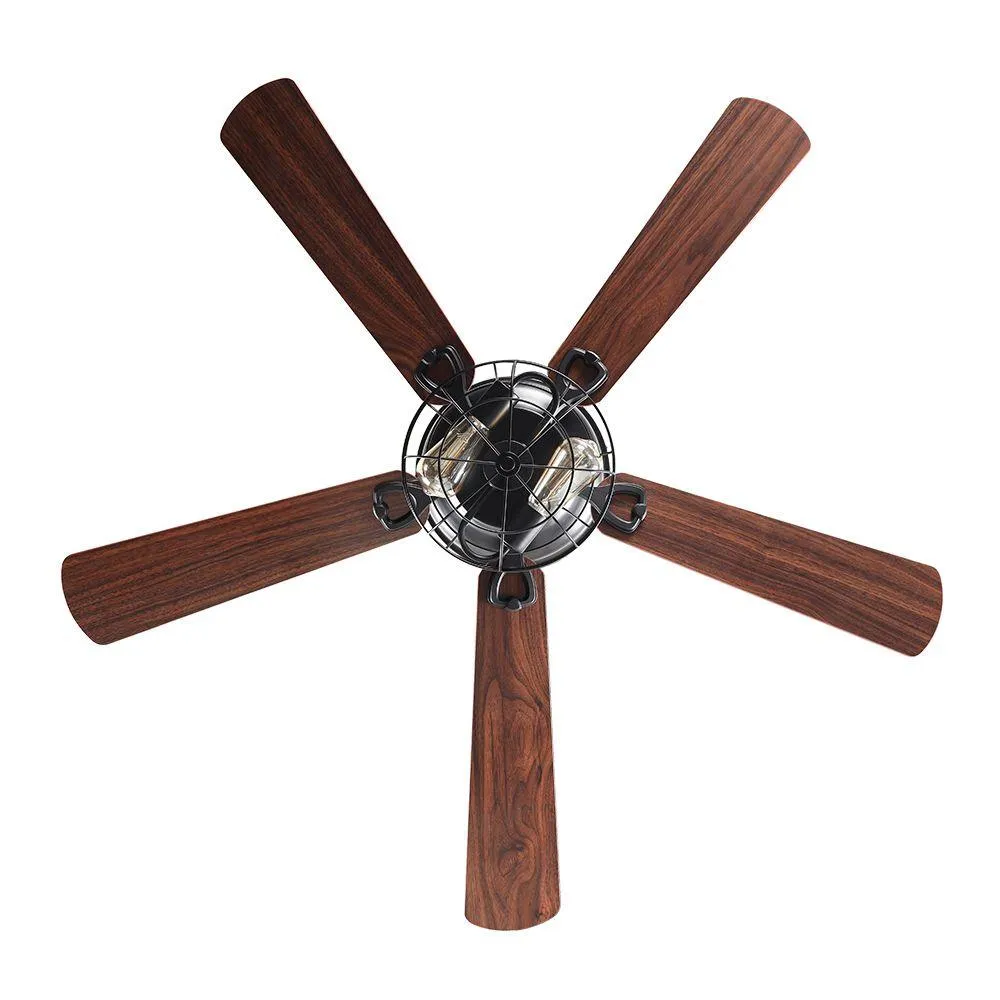 48" Ummuhan Industrial Flush Mount Ceiling Fan with Lighting