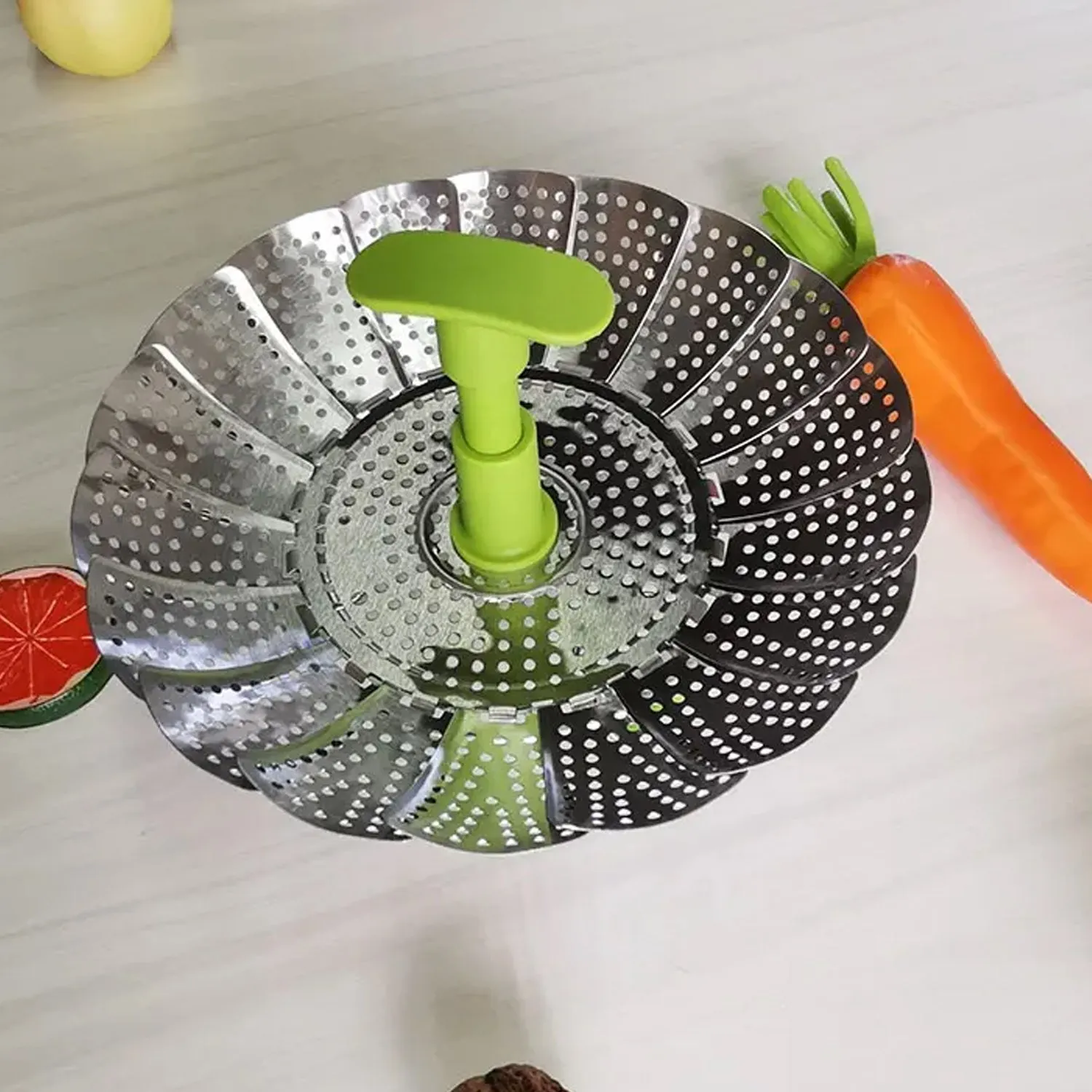 5350 Steel Vegetable Steamer Unique Design Foldable Steamer For Fish Seafood Cooking