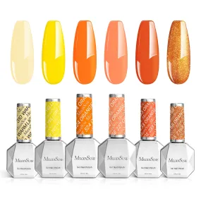 6 Colors Thick Gel Nail Polish Set 15ml - Yellow and Orange