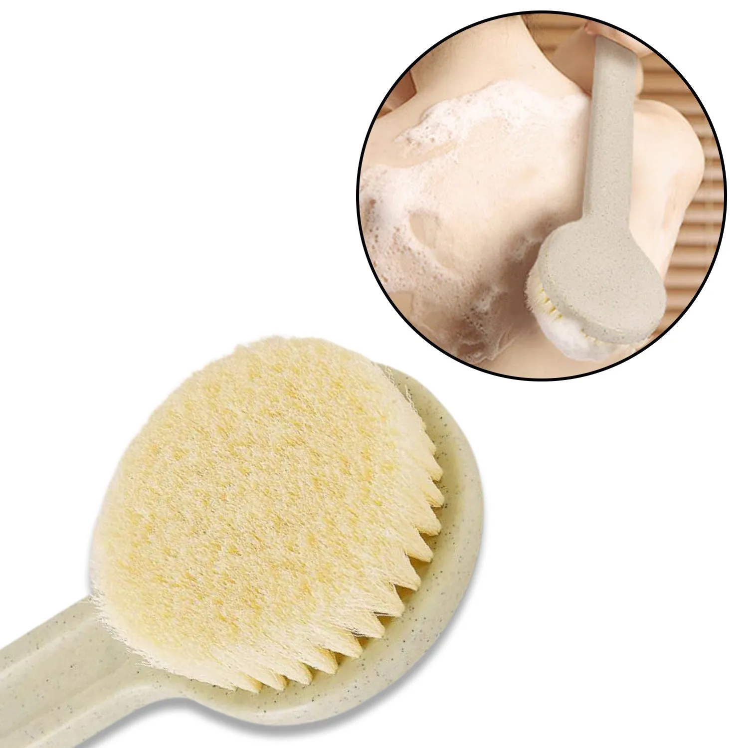 6197 Body Brush Long Handle Dry Brush Soft Bristle Bath Brush Back Scrub Exfoliating Massage.