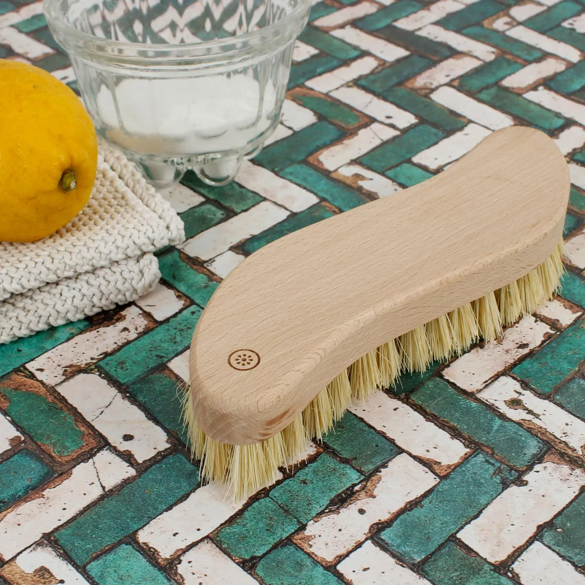 A Slice Of Green Wooden Scrubbing Brush - Plant-Based Bristles