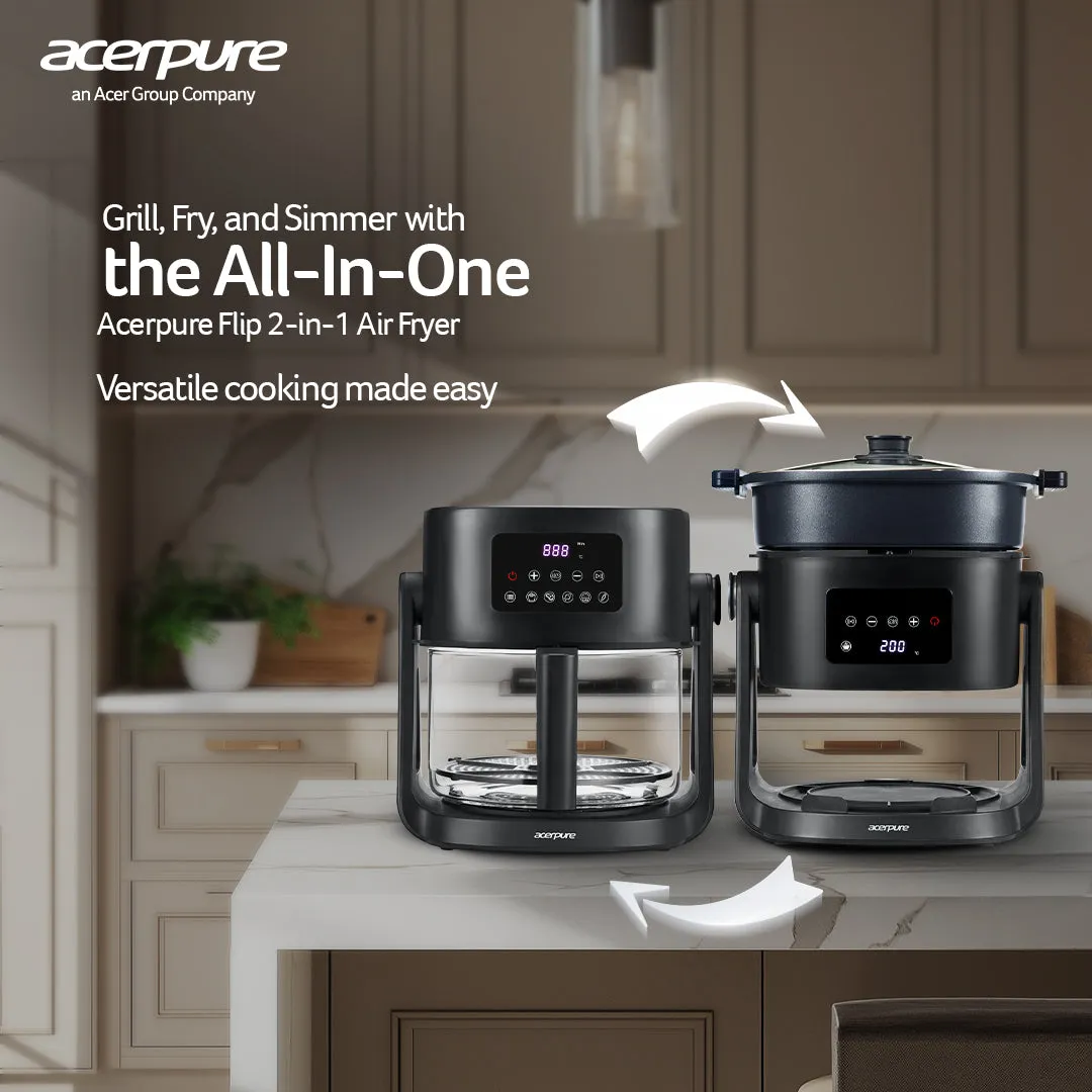 Acerpure Chef 2-in-1 Flip Air Fryer - KF754-70B KF1-2 in 1 Air fryer Black-AIL