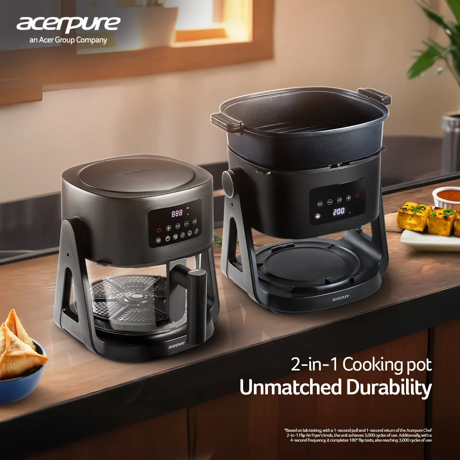 Acerpure Chef 2-in-1 Flip Air Fryer - KF754-70B KF1-2 in 1 Air fryer Black-AIL