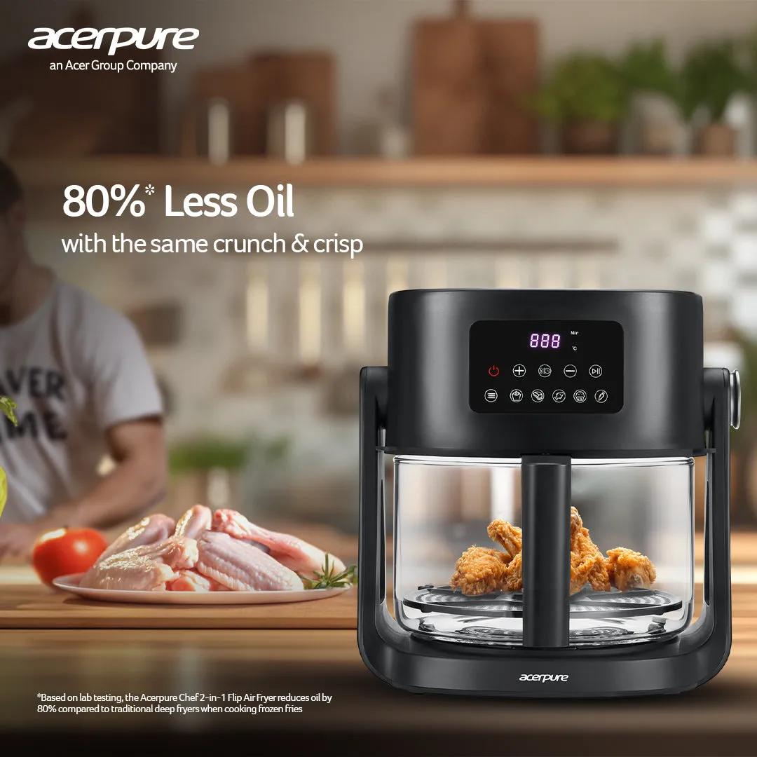 Acerpure Chef 2-in-1 Flip Air Fryer - KF754-70B KF1-2 in 1 Air fryer Black-AIL