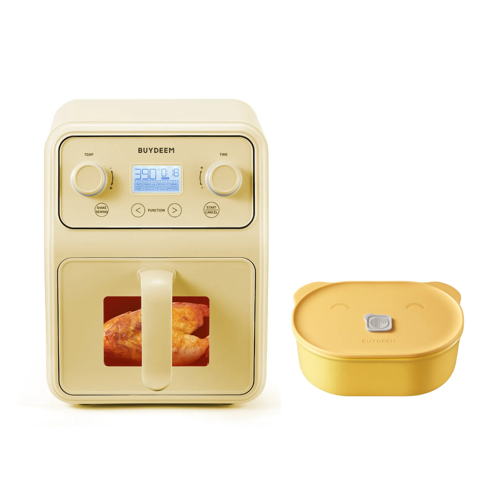 Air Fryer with Ceramic Lunch Box, Yellow - Bundle Offer