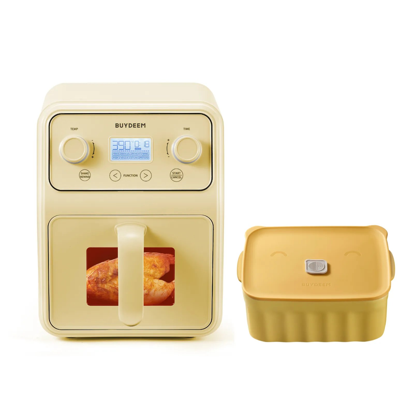 Air Fryer with Ceramic Lunch Box, Yellow - Bundle Offer