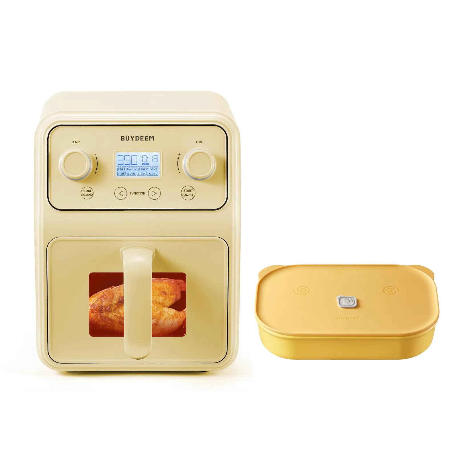 Air Fryer with Ceramic Lunch Box, Yellow - Bundle Offer