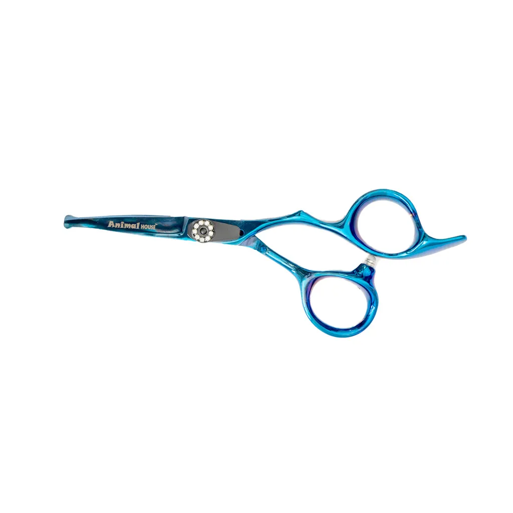 Animal House Professional Series Shear - 5" Curved Ball Tip Shear - BLUE (WH)