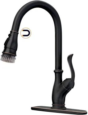 APPASO 170ORB Single Handle Pull Down Kitchen Faucet Oil Rubbed Bronze with Magnetic Docking Sprayer and Brush