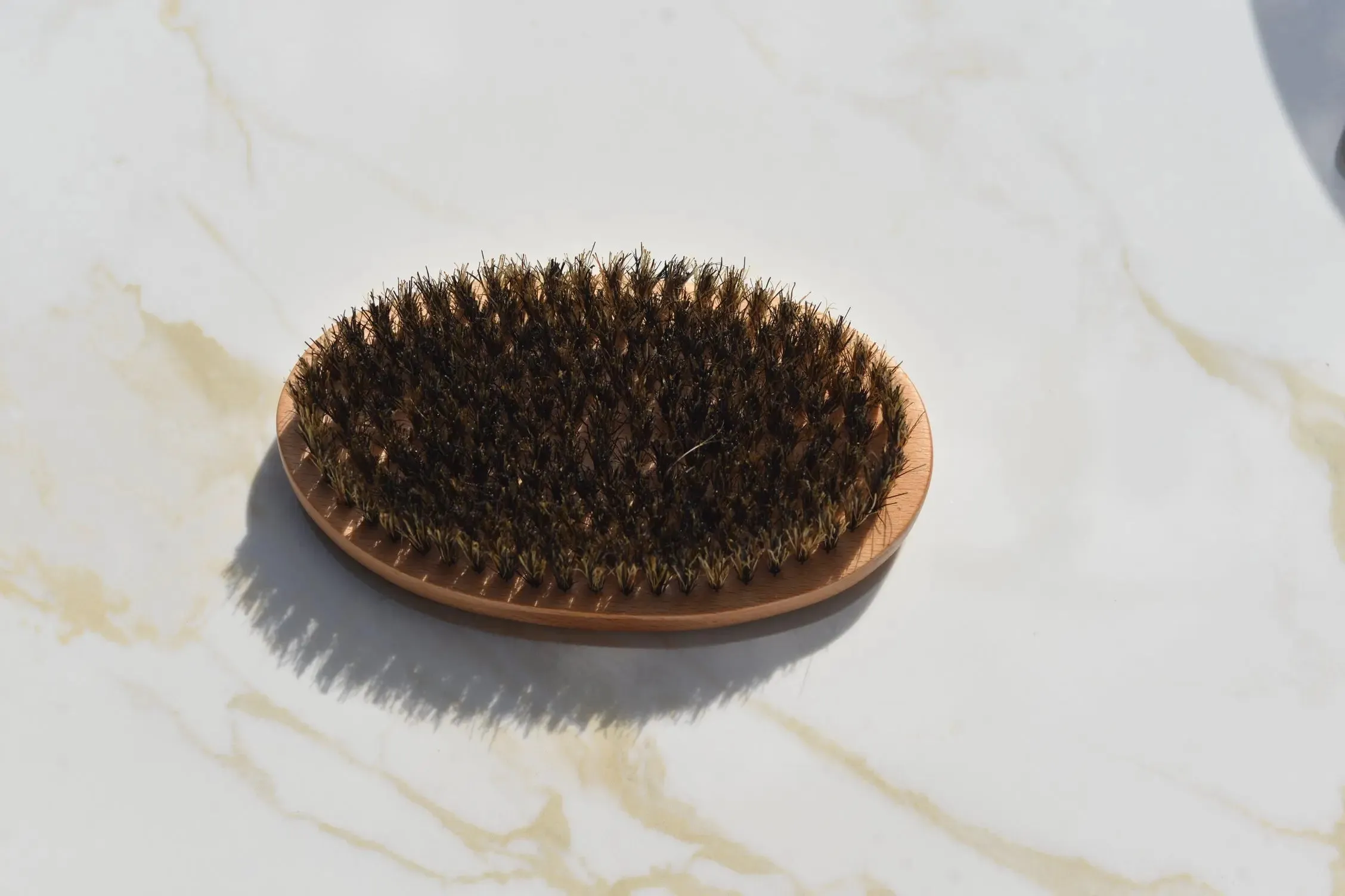 Bamboo Curved Beard Brush/Slicking Hair Brush