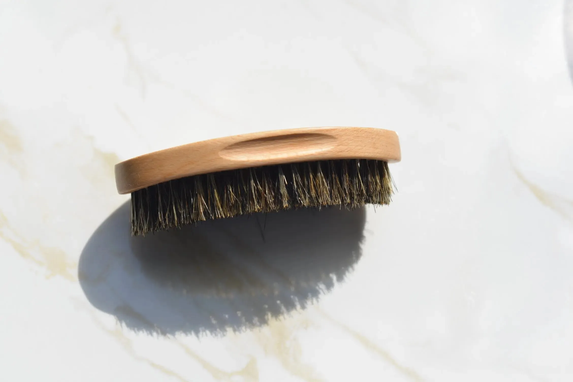 Bamboo Curved Beard Brush/Slicking Hair Brush