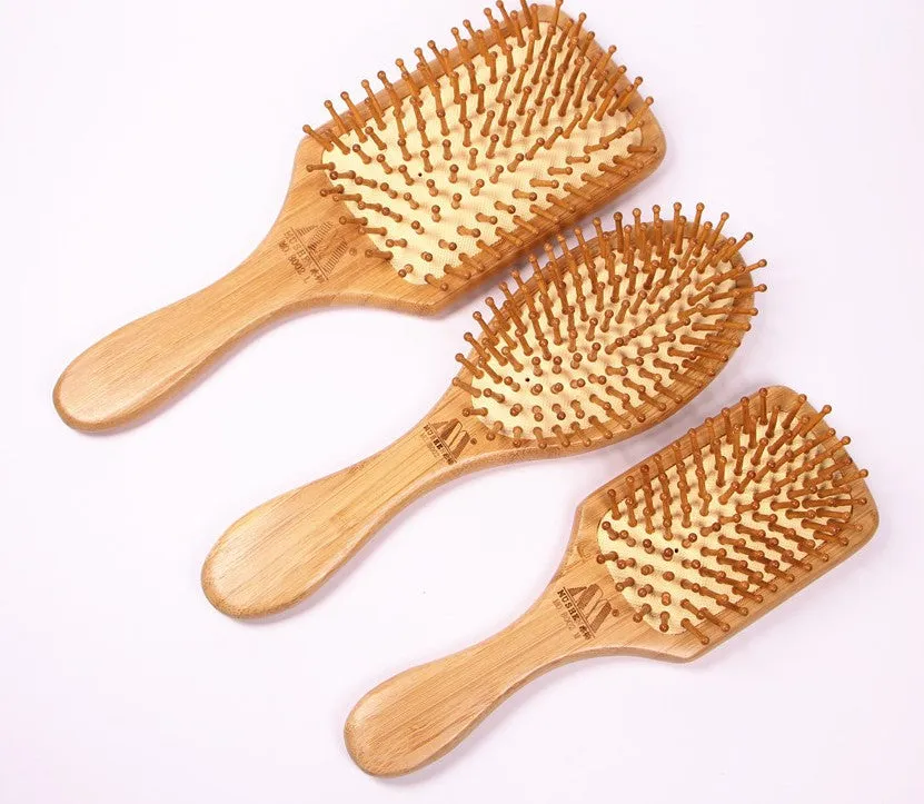 Bamboo Hair Brush Hairbrush Pneumatic Massage Comb Spherical Wooden Pins Healthy BMT03