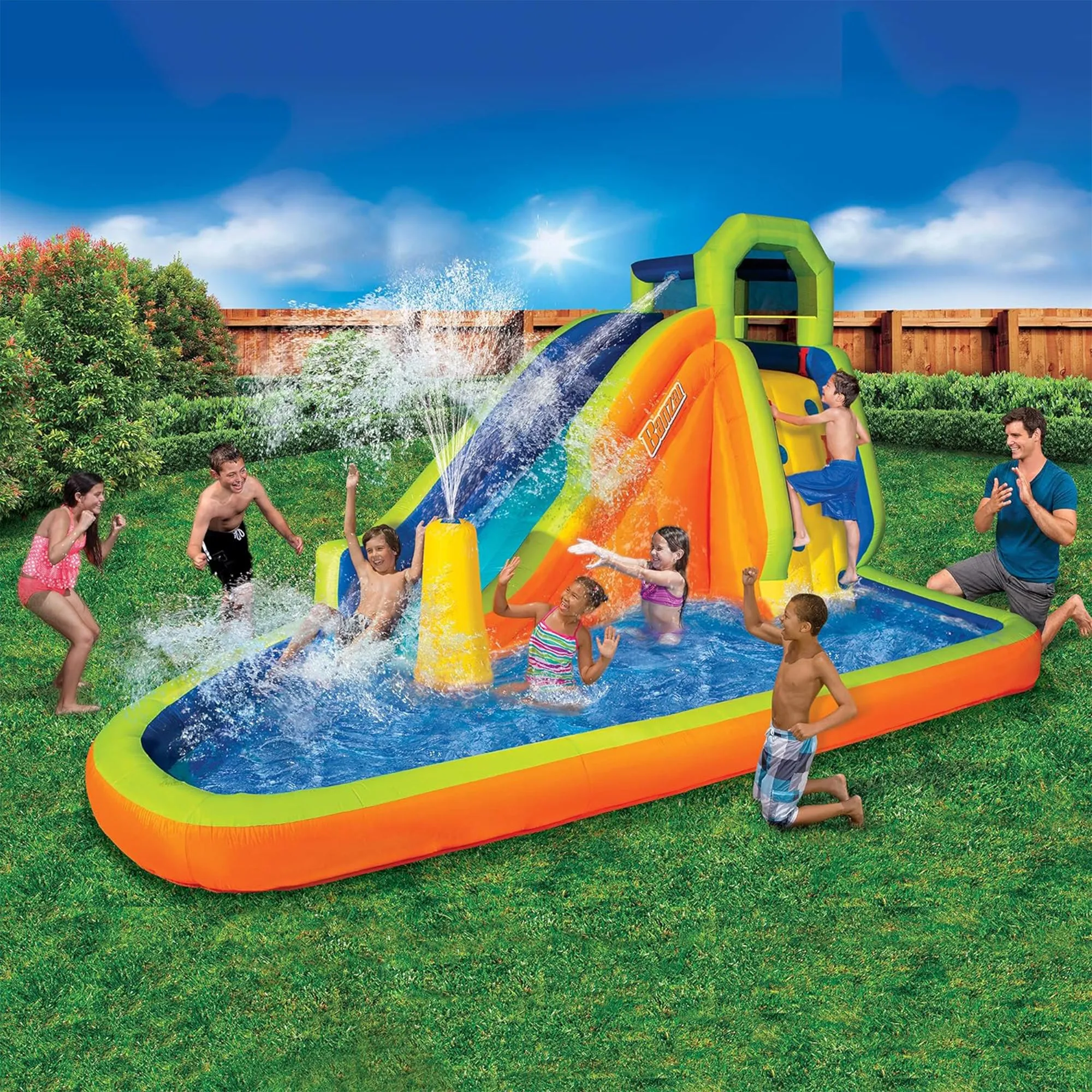 Banzai Gushing Geyser Water-Spraying Inflatable Water Park Set, Multicolor(Used)