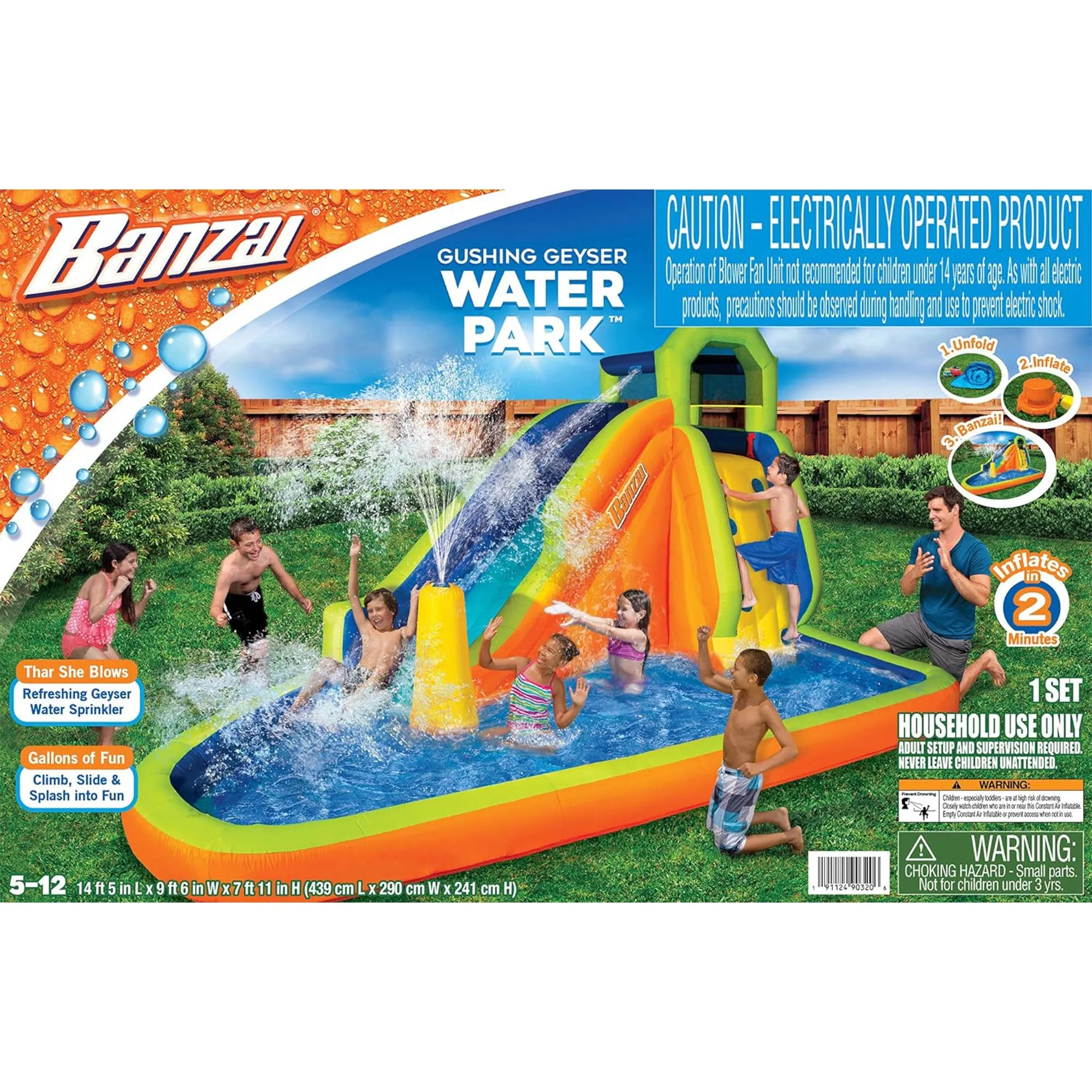 Banzai Gushing Geyser Water-Spraying Inflatable Water Park Set, Multicolor(Used)