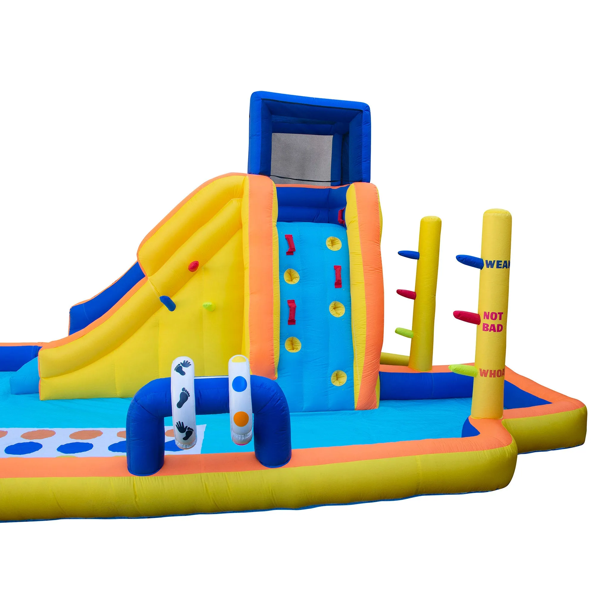 Banzai Inflatable Bounce House Water Game Park with Twister, Limbo, & Ring Toss