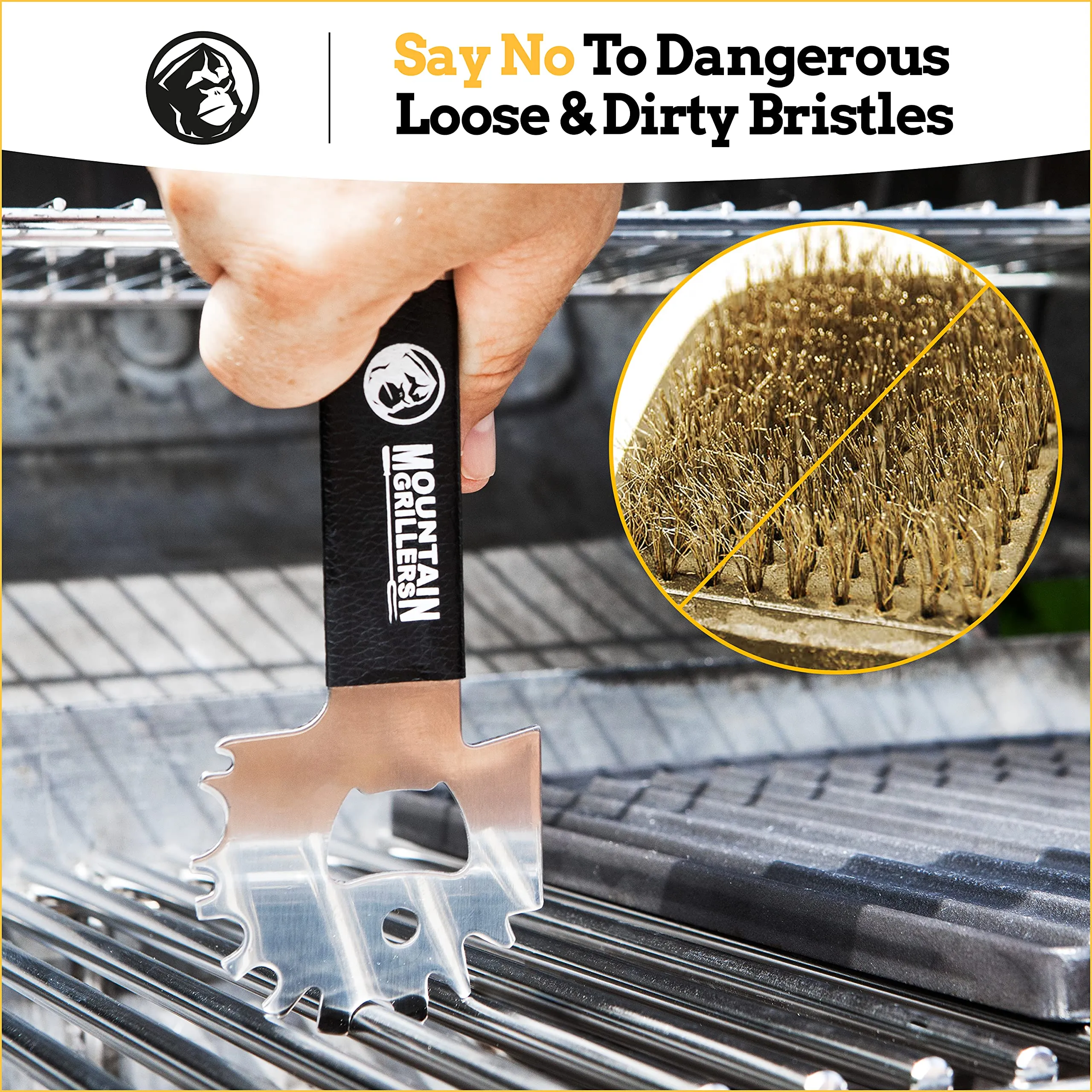 Bbq Grill Grate Scraper  Wide Portable Grill Scrubber Fits Almost Any Grill