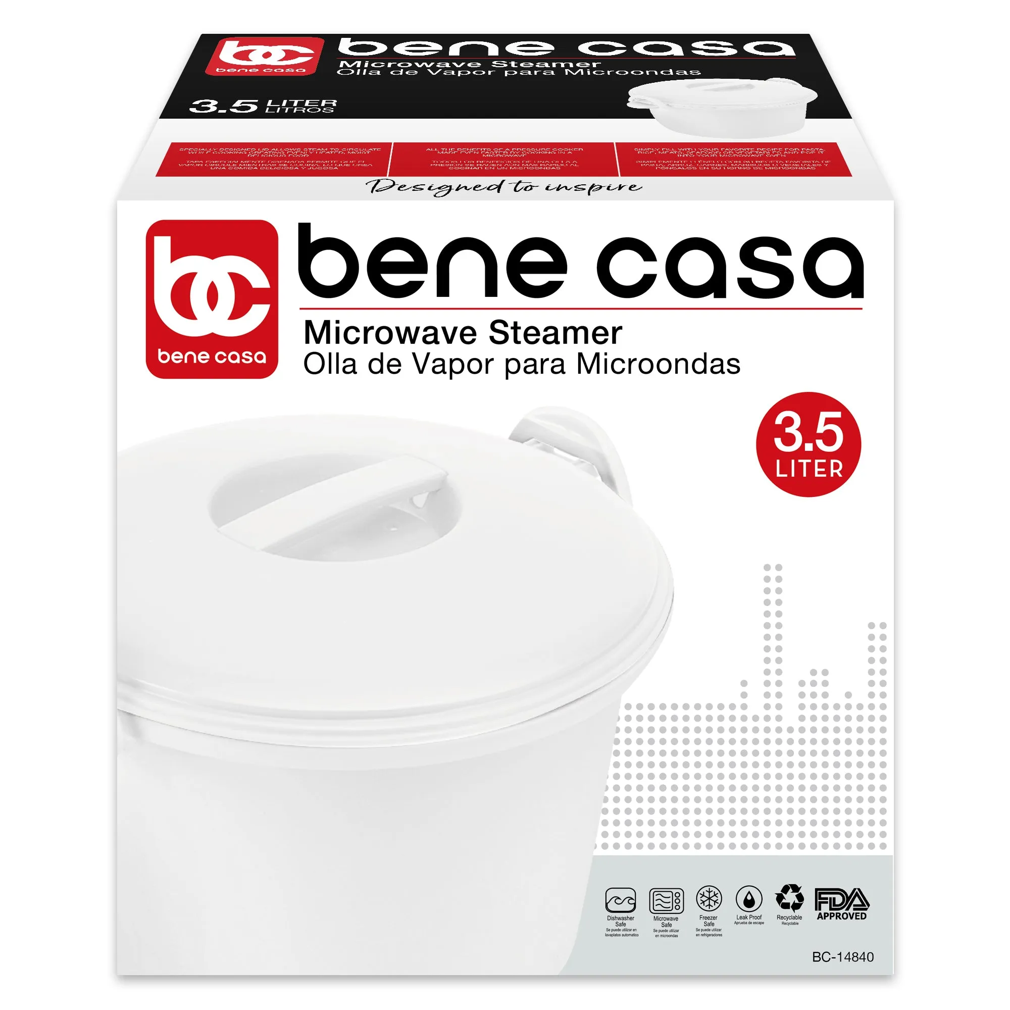 Bene Casa microwave steamer, automatic draining, microwave pasta & rice cooker