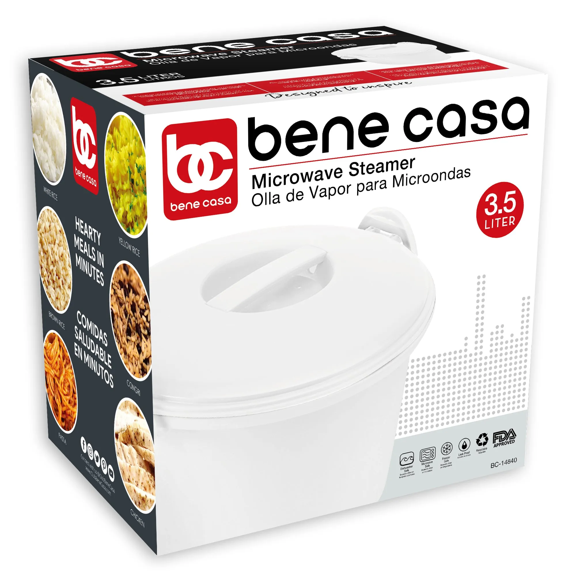 Bene Casa microwave steamer, automatic draining, microwave pasta & rice cooker