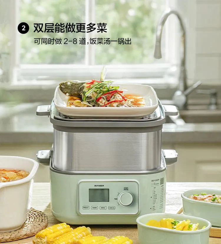 Buydeem large electric steamer G67, household stainless steel steamer, high-quality high-end elegant