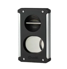 Caseti Trident Black Matte Cigar Cutter - Guillotine, Wedge, & Punch