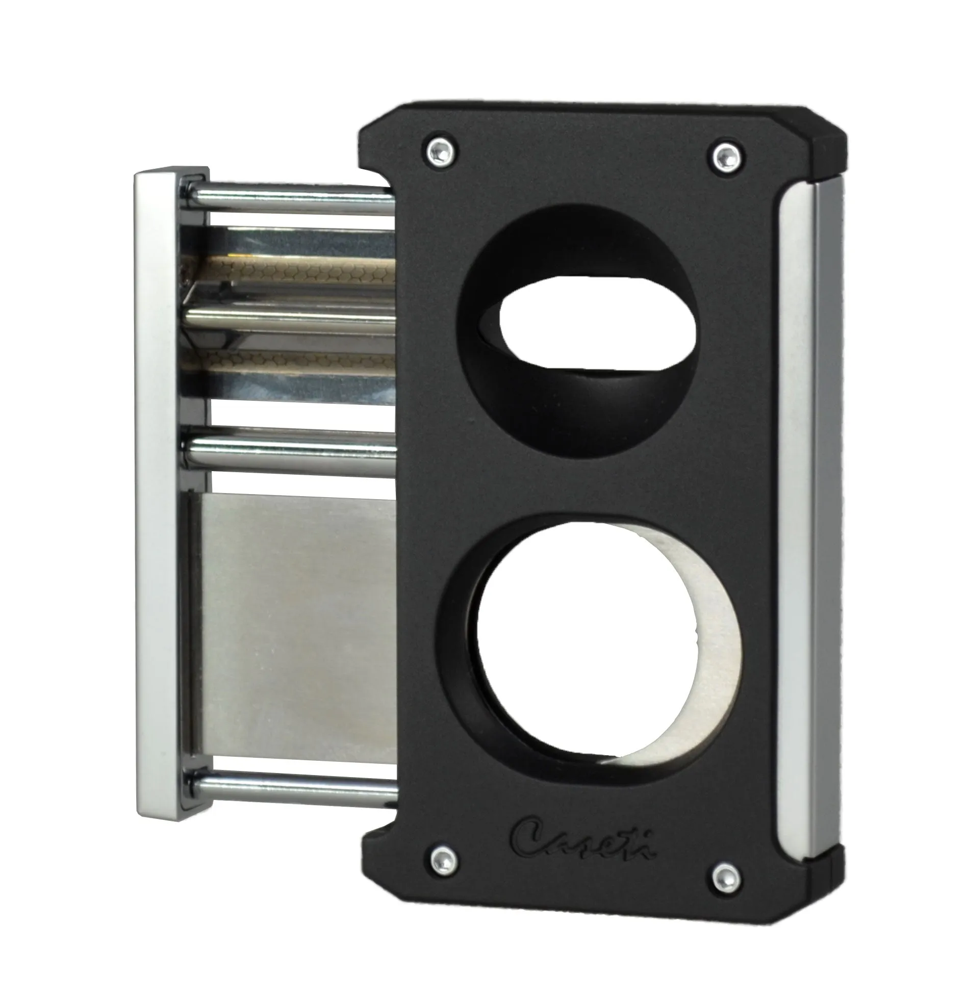 Caseti Trident Black Matte Cigar Cutter - Guillotine, Wedge, & Punch