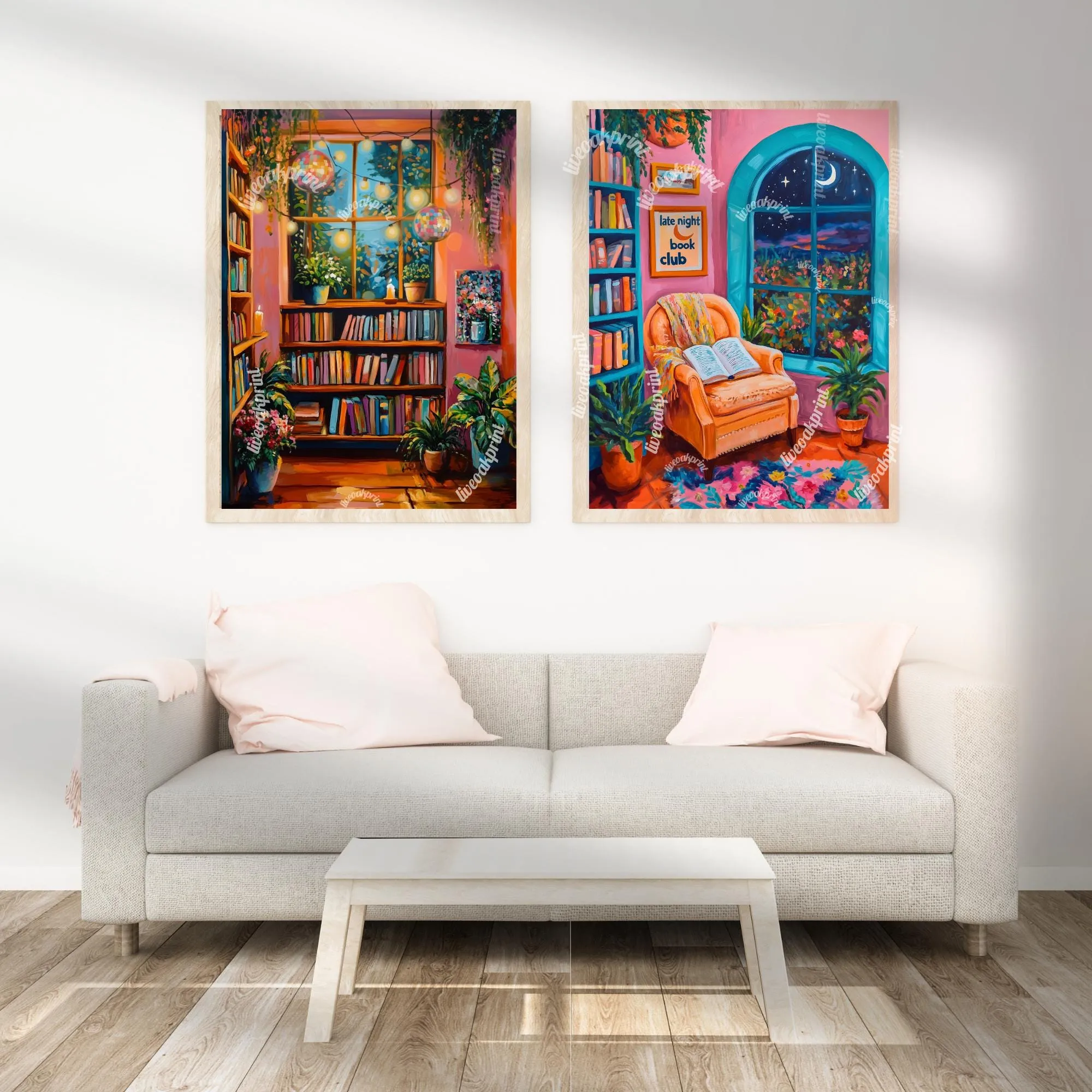 Cute and Cozy Disco Library - Reading Print - Bookish Print - Reading Nook Decor - Funky Book Print - Artsy Reading Decor