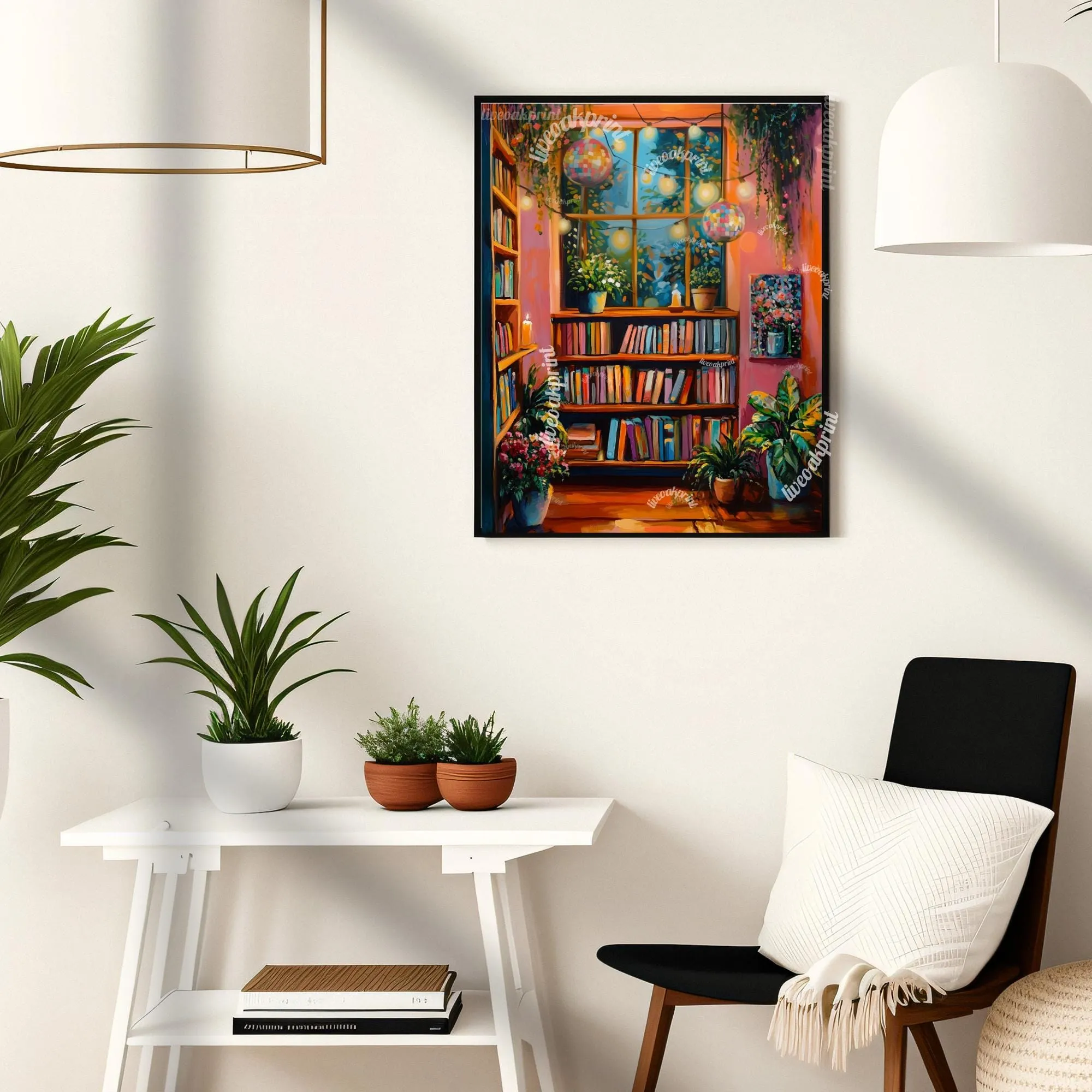 Cute and Cozy Disco Library - Reading Print - Bookish Print - Reading Nook Decor - Funky Book Print - Artsy Reading Decor