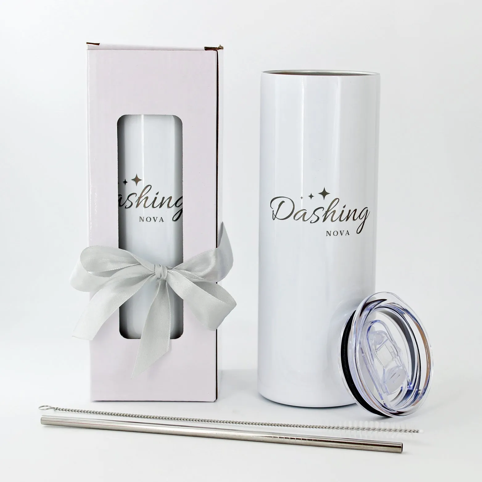 Dashing Nova™ 20oz Skinny Custom Name Tumblers Straw Brush Gift Box