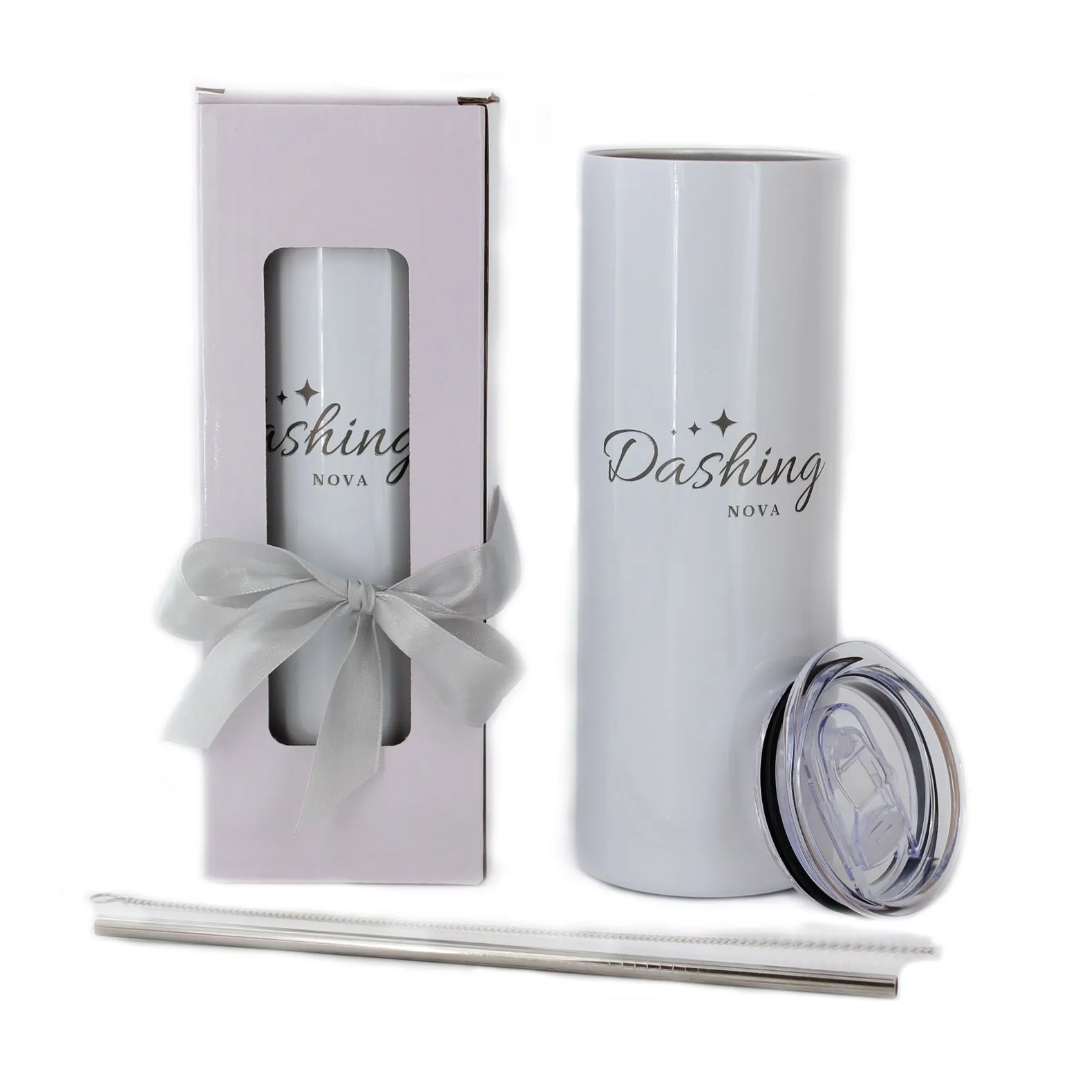 Dashing Nova™ 20oz Skinny Custom Name Tumblers Straw Brush Gift Box