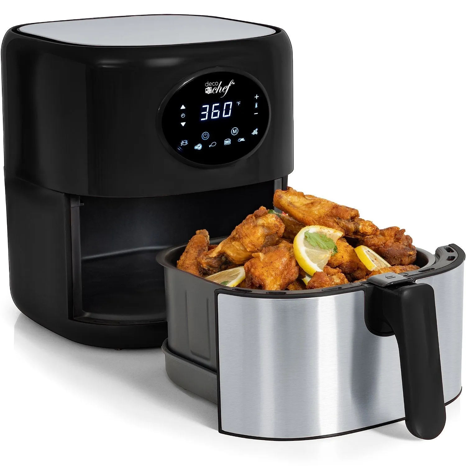 Deco Chef 3.7QT Digital Air Fryer, 6 Cooking Presets, Black   Deco Chef 16-Piece Knife Set