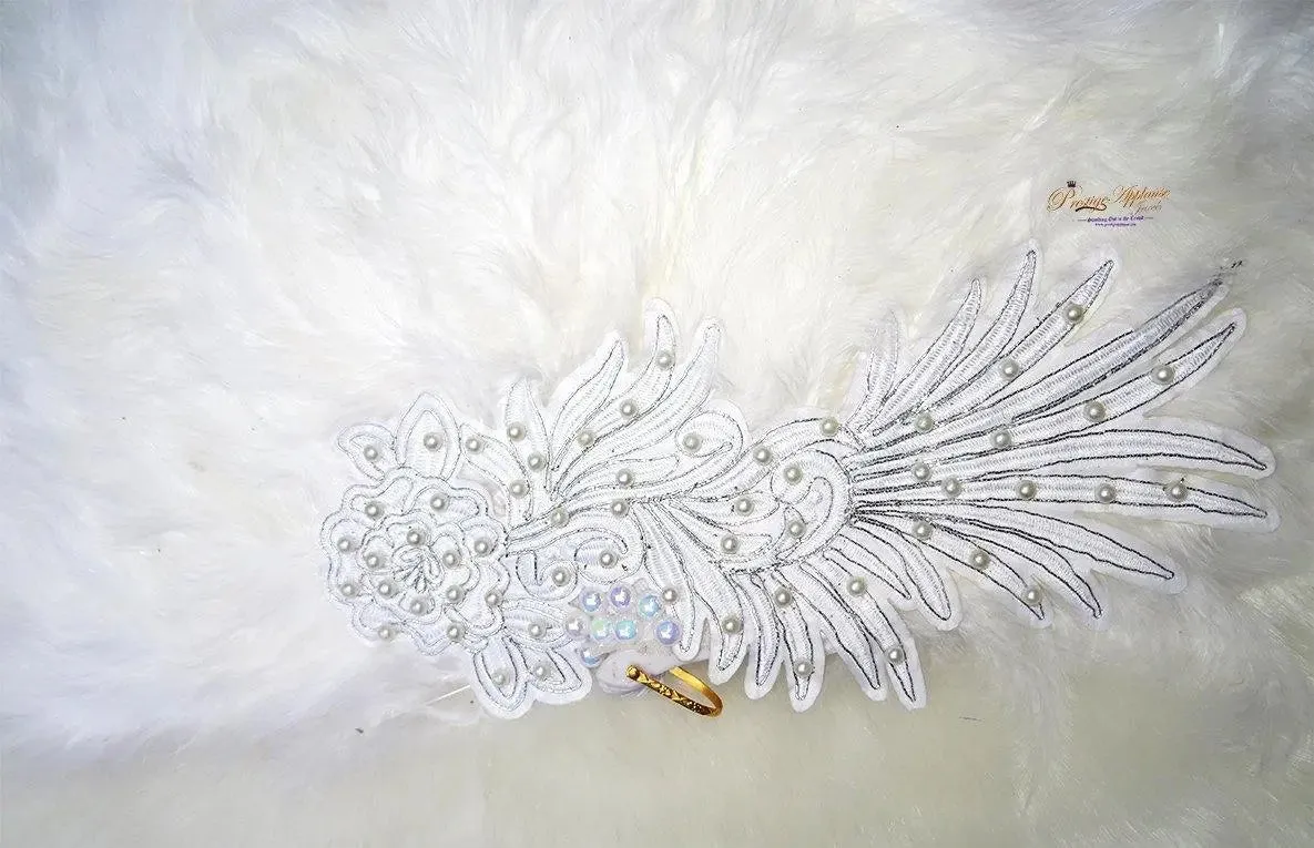 Detailed White  Cream Feather Hand Fan - African Traditional Engagement  Wedding Accessory