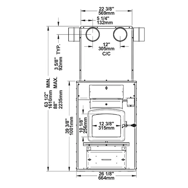 Drolet DF01001 Heatmax II CSA Certified 2,500 Sq. Ft. Wood Furnace New Canada Only