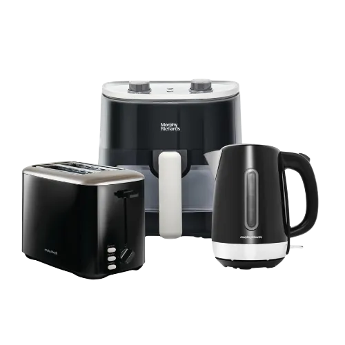 Equip Black Kettle, Toaster & Manual 3.5 Litre Air Fryer Bundle