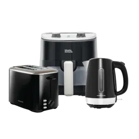 Equip Black Kettle, Toaster & Manual 3.5 Litre Air Fryer Bundle