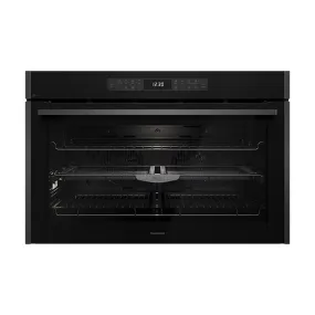 Euromaid EPO917ASTB 90cm 17 Function Built-in Oven with Pyrolytic Cleaning and Air Fry, Black Glass/Dark Stainless - Clearance Discount