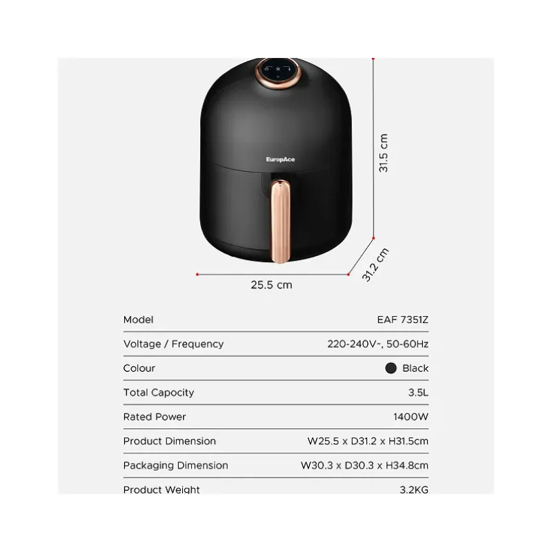 Europace EAF7351ZBK 3.5 Liter LED Display Air Fryer