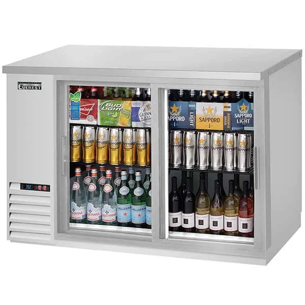 Everest EBB48G-SD-SS Back Bar Cooler 2 Glass Slide Doors 13 cu.ft.