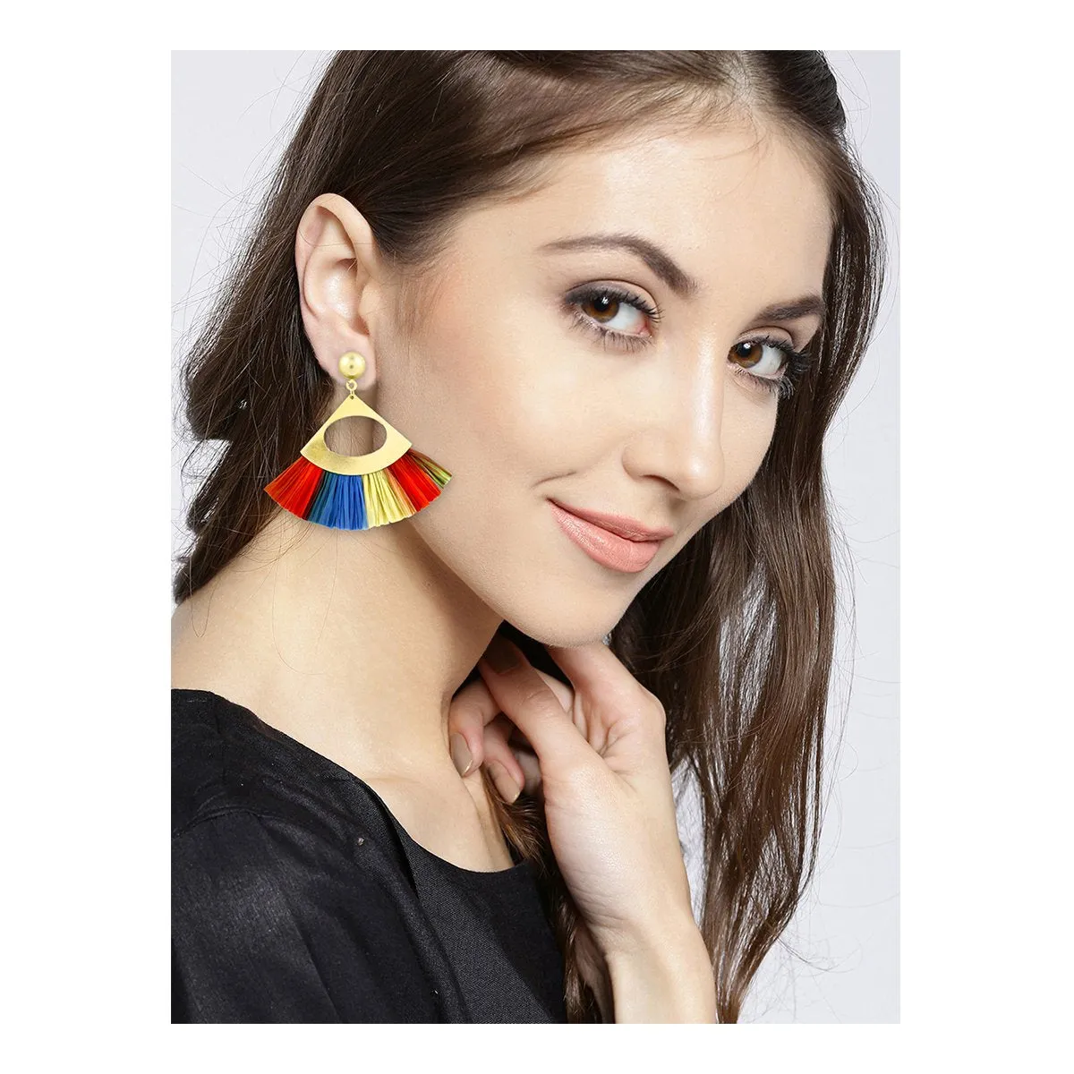 Fan Tassel Bohemian Gypsy Multi Colour Statement Earrings Girls