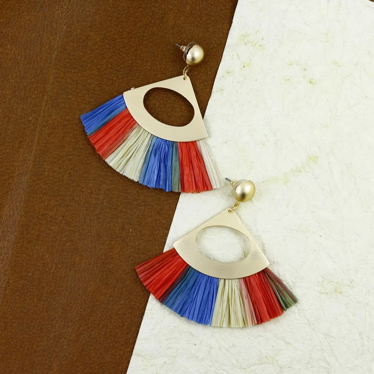 Fan Tassel Bohemian Gypsy Multi Colour Statement Earrings Girls