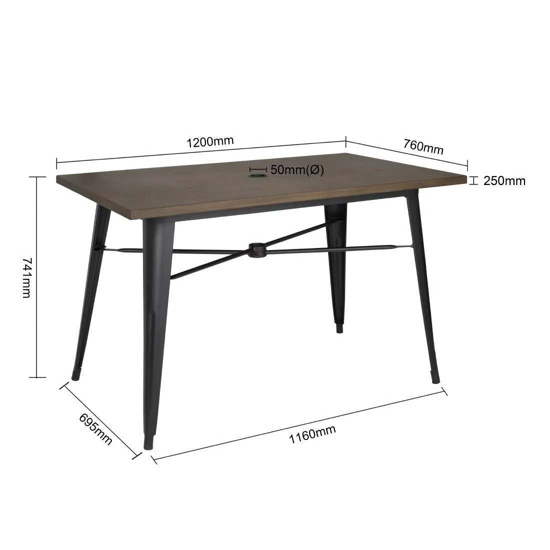 FT955 Bolero Complete OutdoorTable 120x76x76cm - Dark Wood