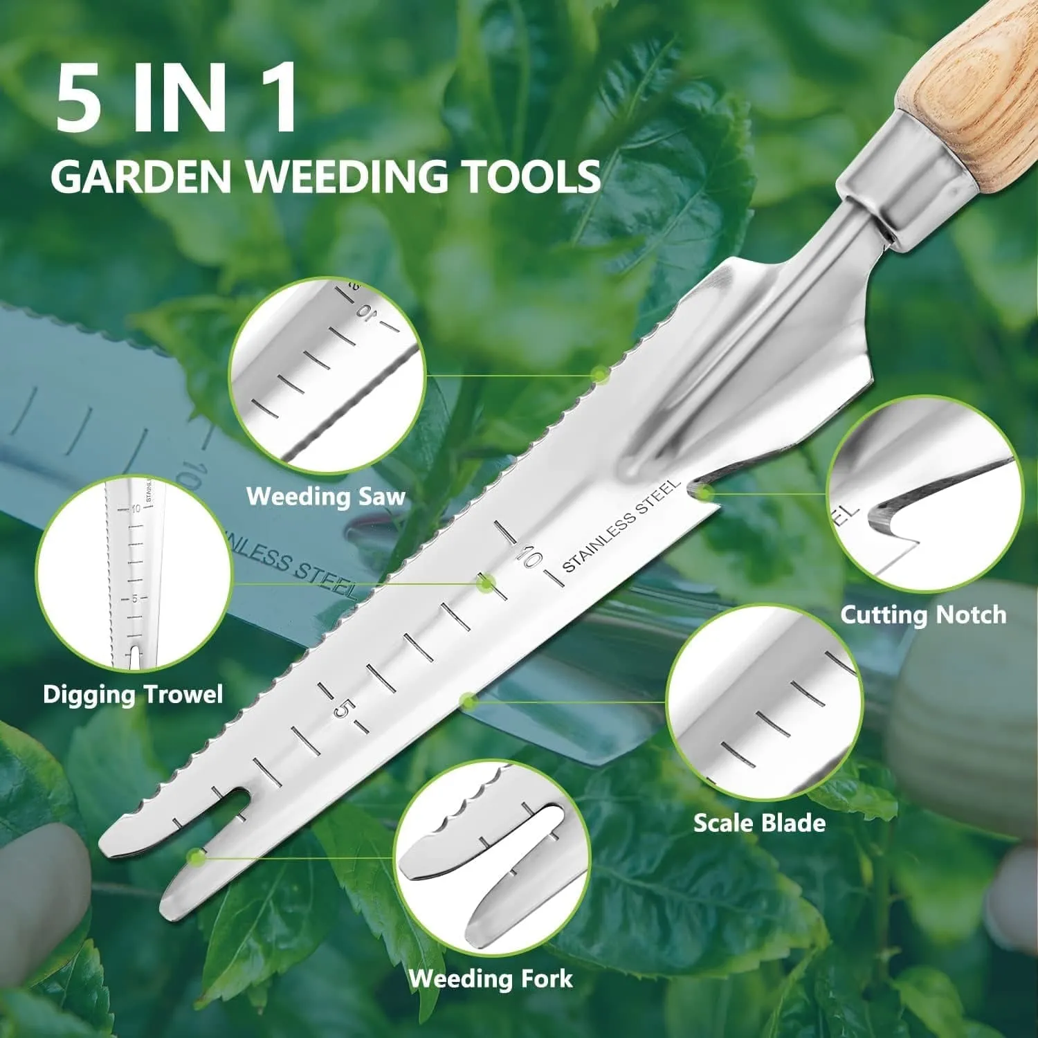 Garden Tool Set 4 PCS Stainless Steel Gardening Tool Kit (Hand Trowel, Hand Fork, Hand Weeder and Pruning Shears)