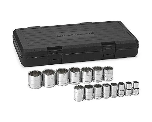 GEARWRENCH 15 Pc. 1/2" Drive 12 Pt. Standard Socket Set, SAE