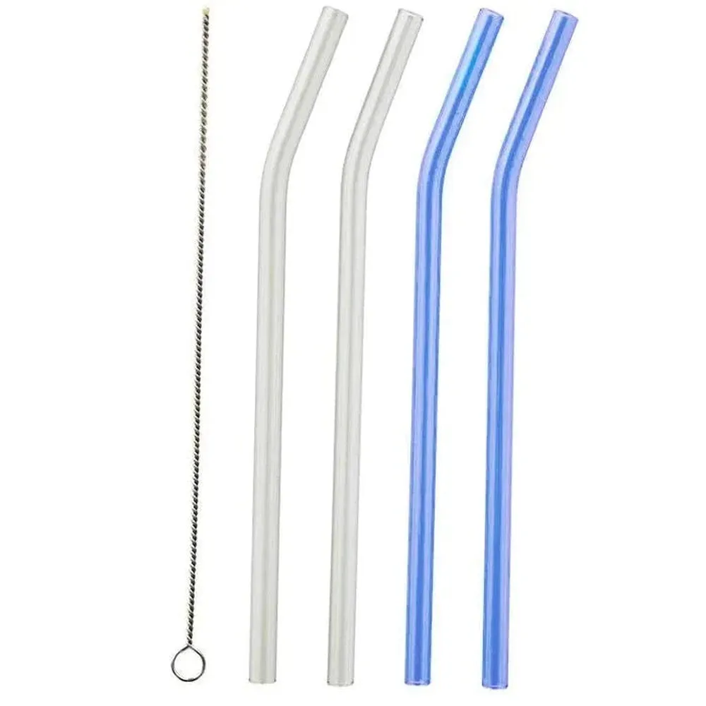 Glass Drinking Straws - 4 Pack with Cleaning Brush