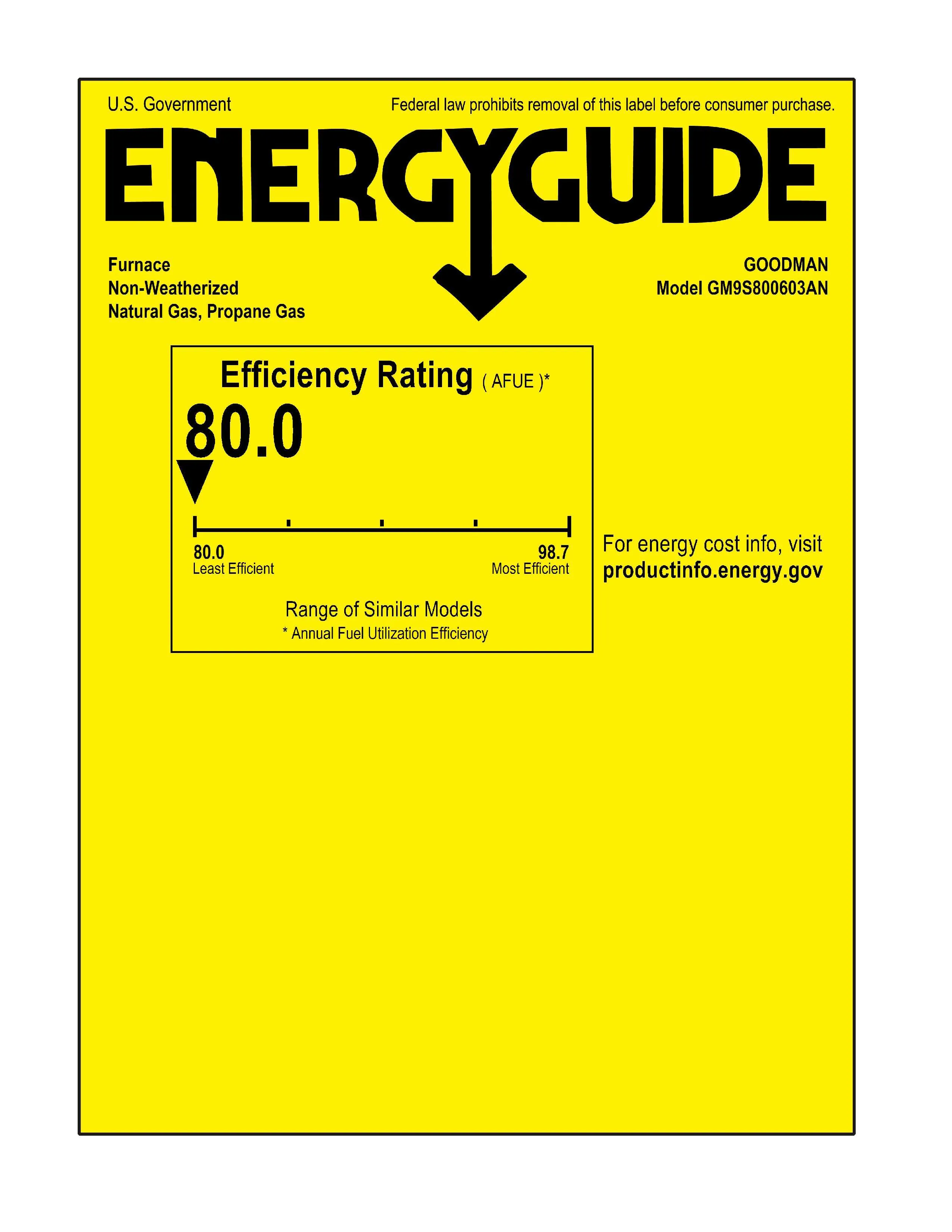 Goodman 80% AFUE 60,000 BTU Single Stage Gas Furnace - Upflow/Horizontal - 14" Cabinet